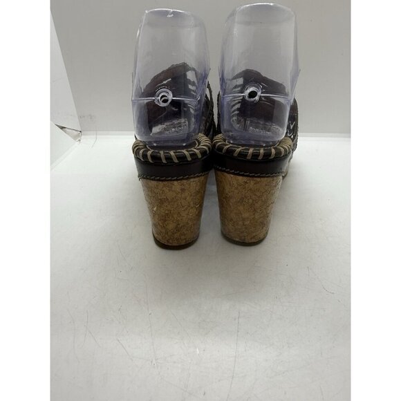 Vtg American Eagle Brown Strappy Faux Leather Mules Thongs Sandals Size 6.5 Y2K - Picture 4 of 7